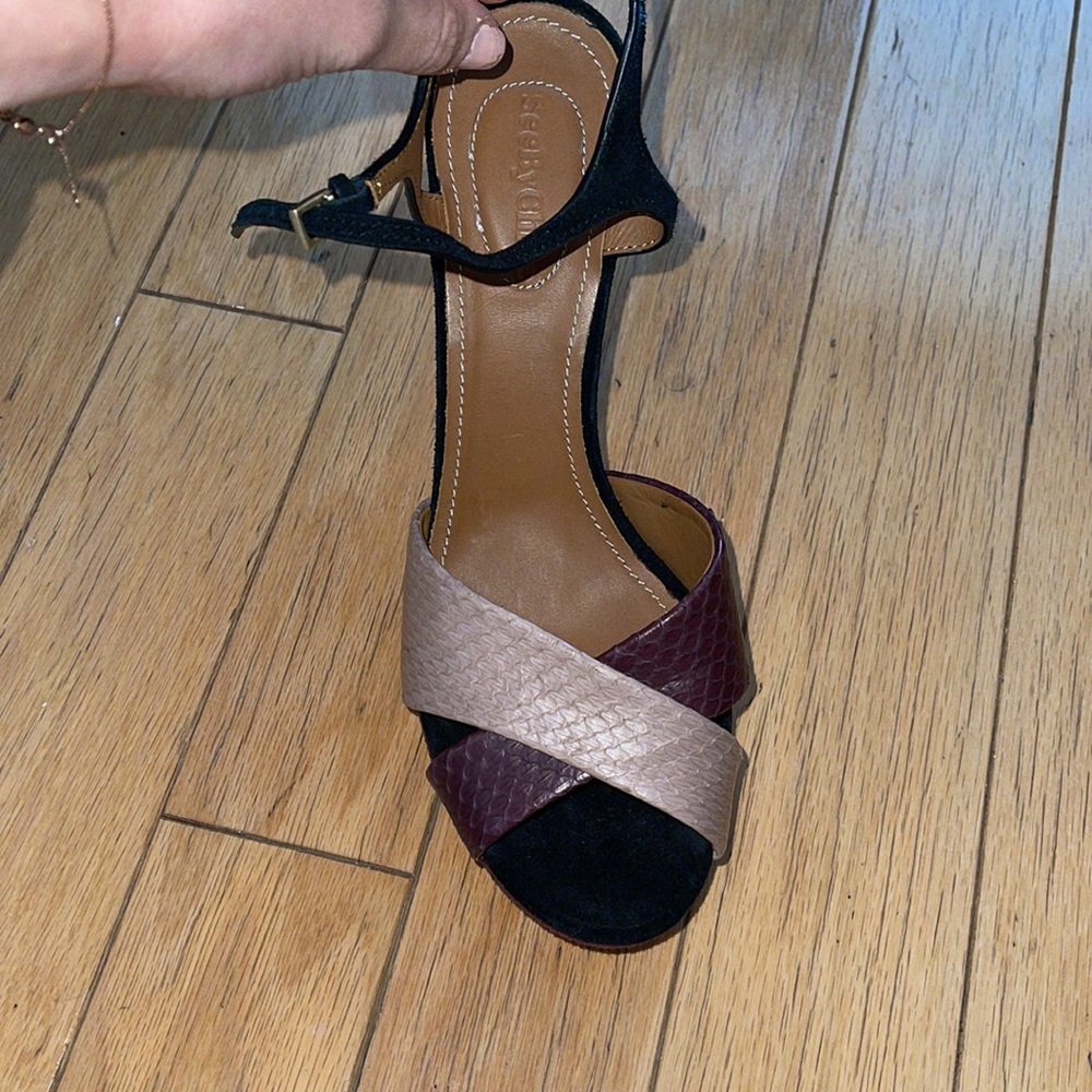 New See by Chloe 5 inch Heel size 41 Suede Snakeskin - Picture 3 of 8